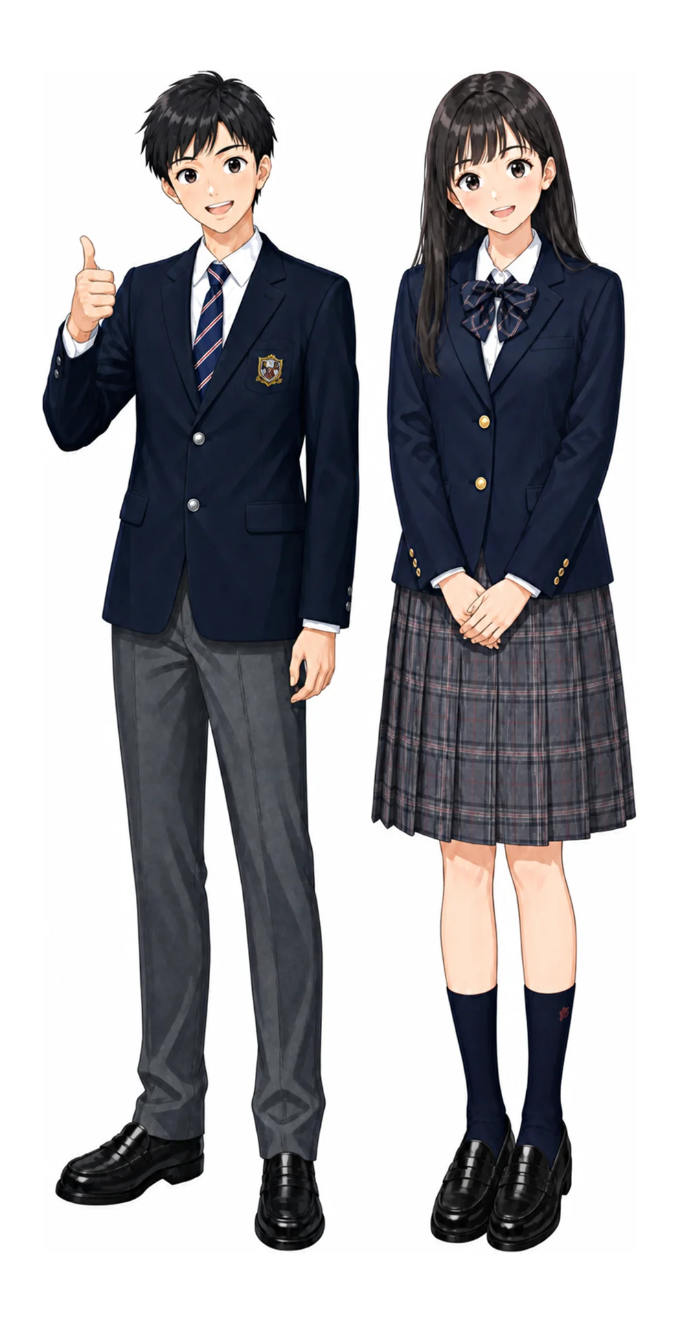 南葛飾の制服(男子・女子)イラスト