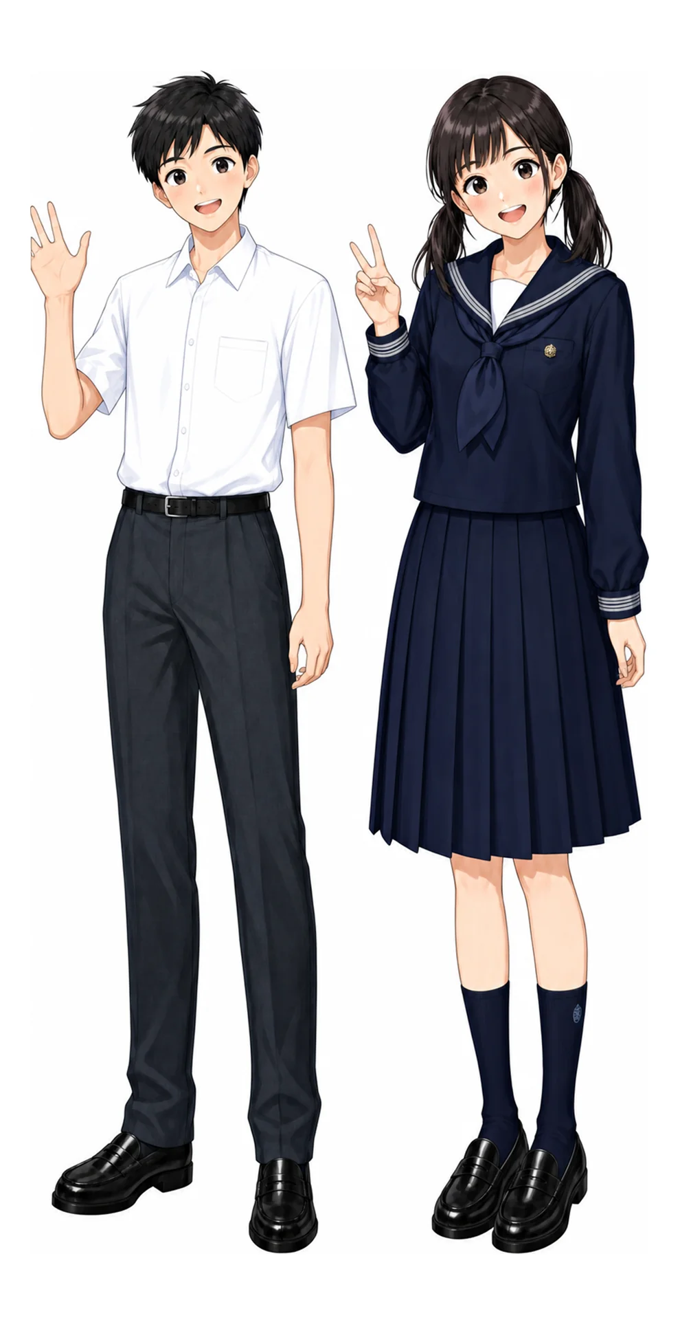 農産の制服(男子・女子)イラスト