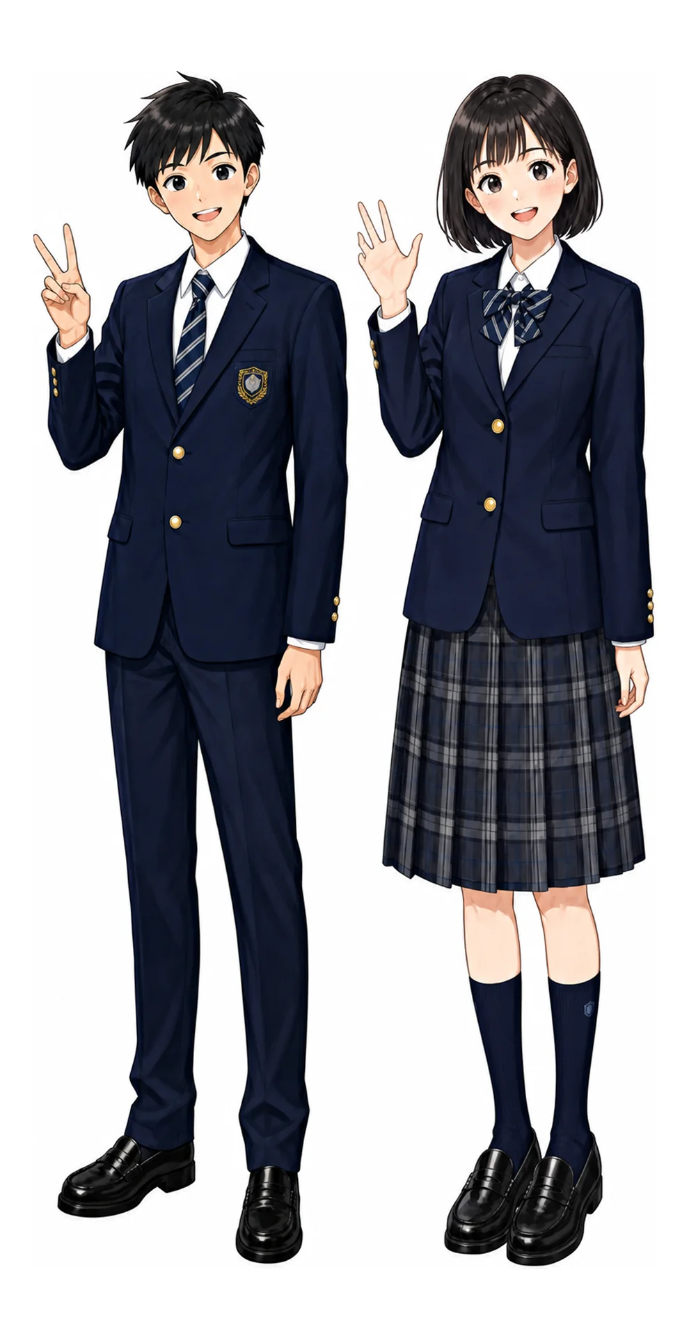 修徳の制服(男子・女子)イラスト