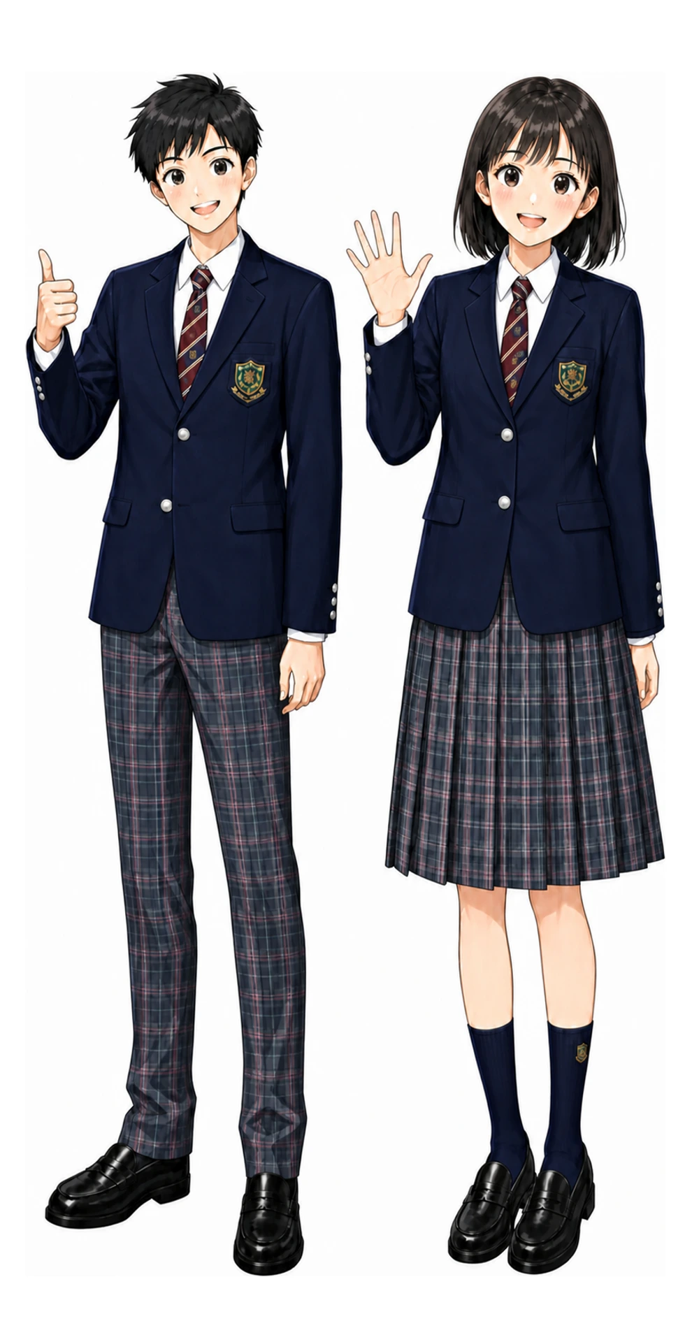 篠崎の制服(男子・女子)イラスト