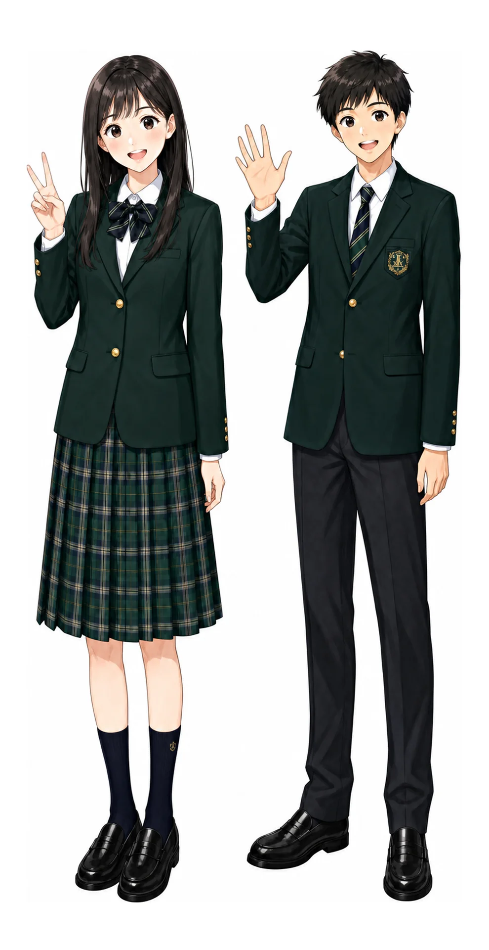 関東第一の制服(男子・女子)イラスト