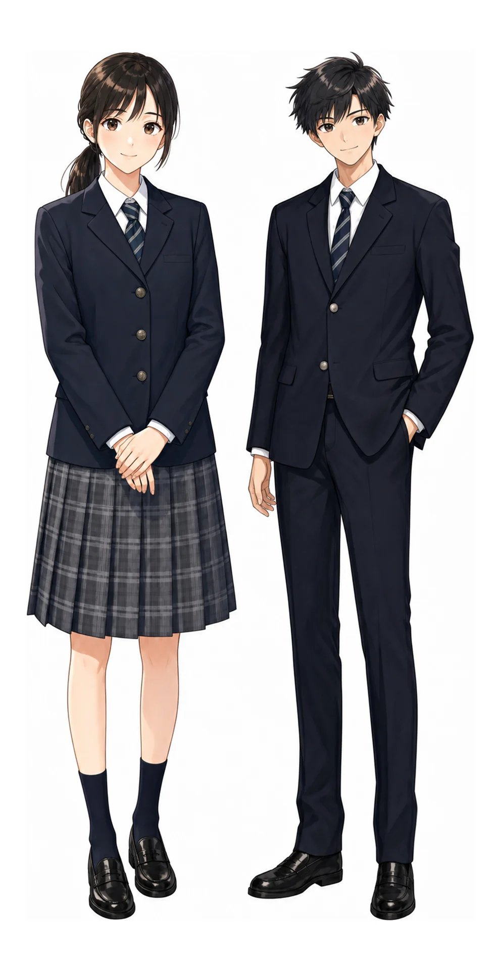広尾学園の制服(男子・女子)イラスト