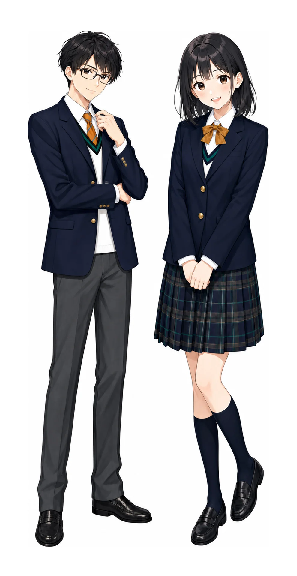 明治学院の制服(男子・女子)イラスト