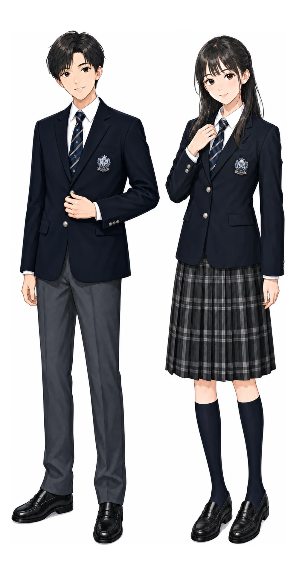 小石川中等教育学校の制服(男子・女子)イラスト