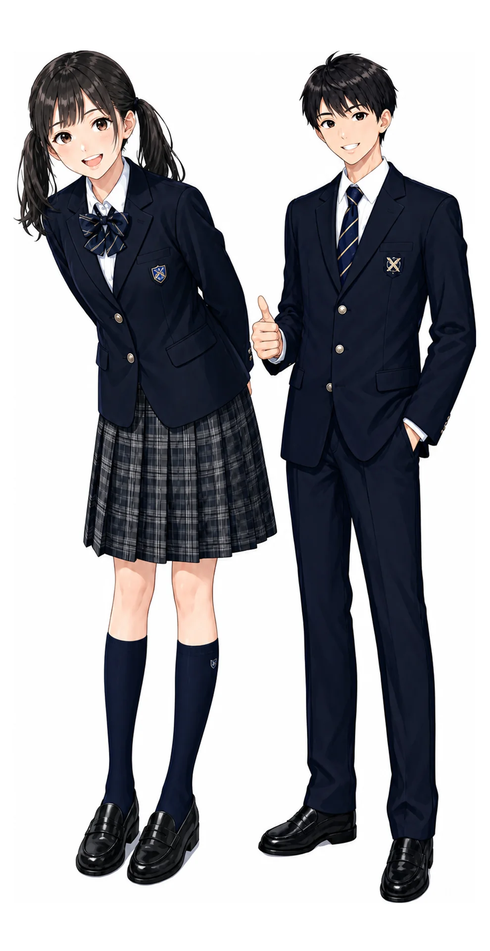 郁文館の制服(男子・女子)イラスト