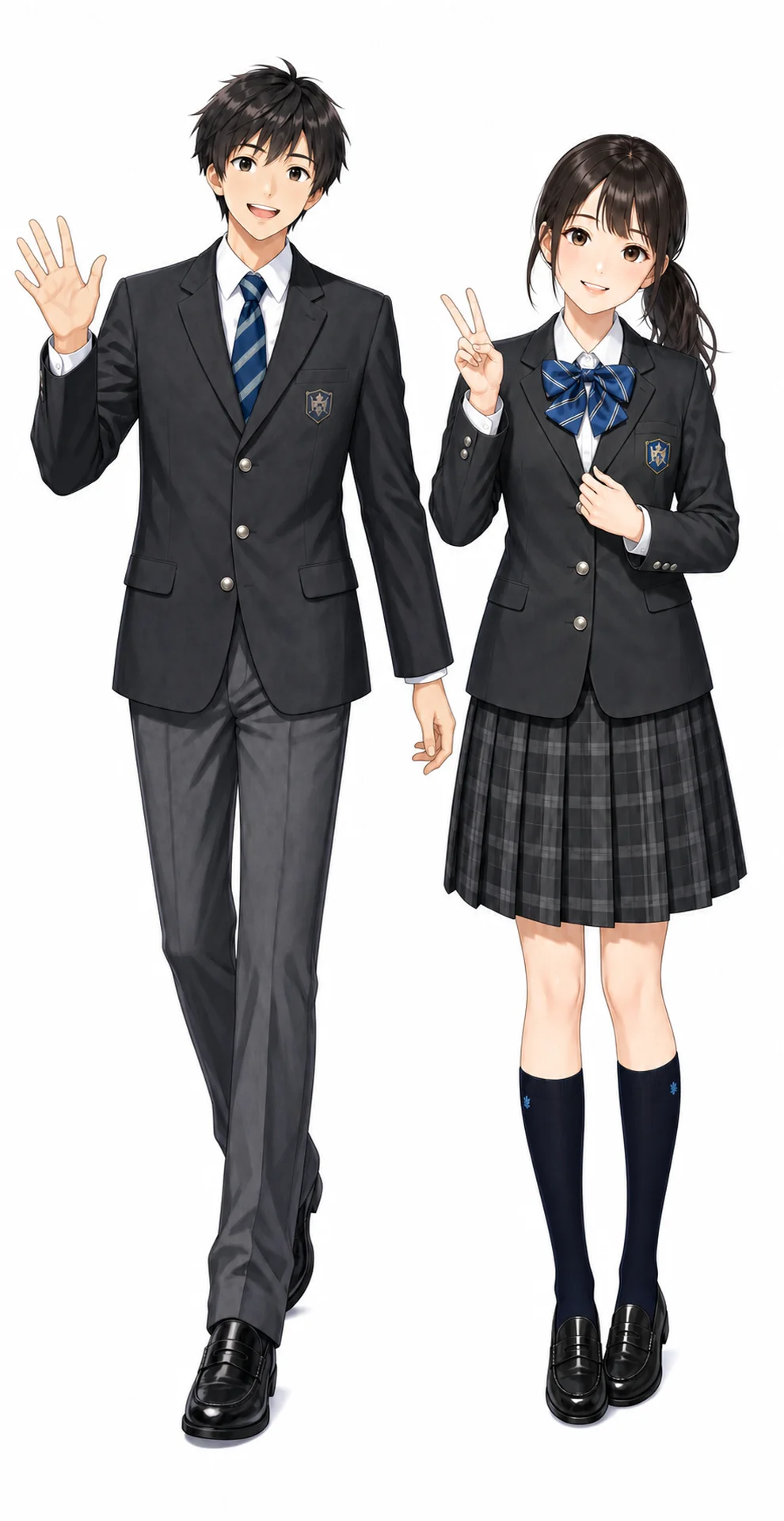 郁文館グローバルの制服(男子・女子)イラスト