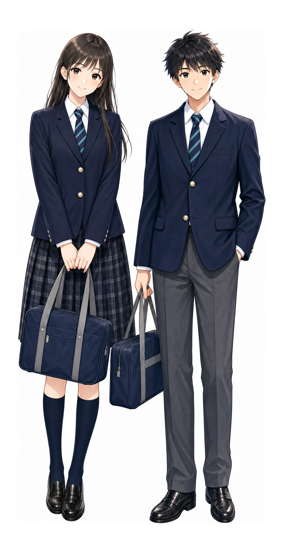 錦城学園の制服(男子・女子)イラスト