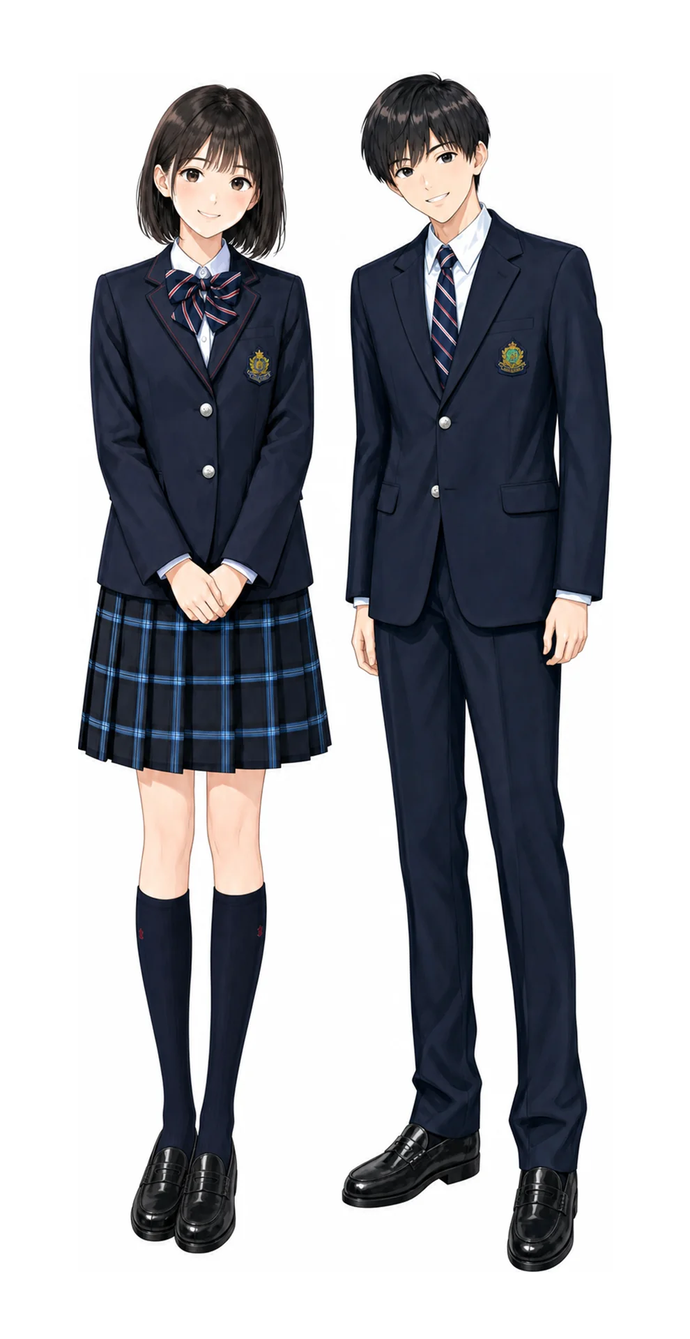 京華商業の制服(男子・女子)イラスト