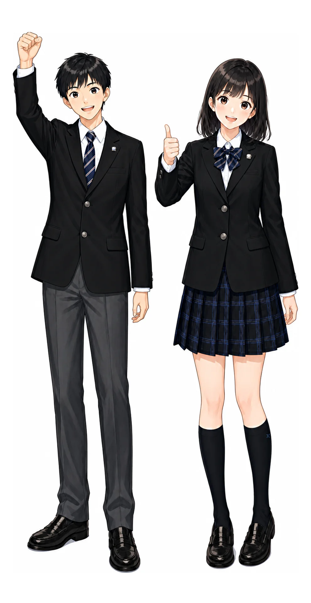 上野の制服(男子・女子)イラスト
