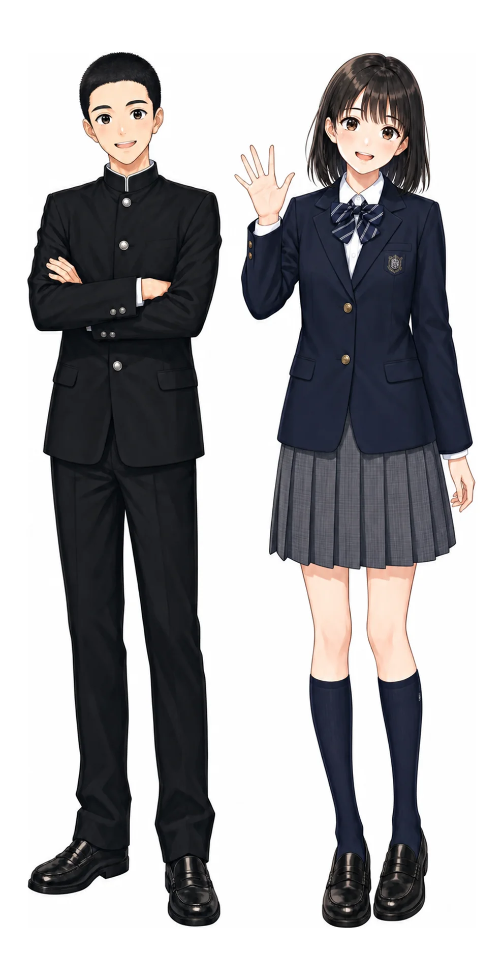 岩倉の制服(男子・女子)イラスト