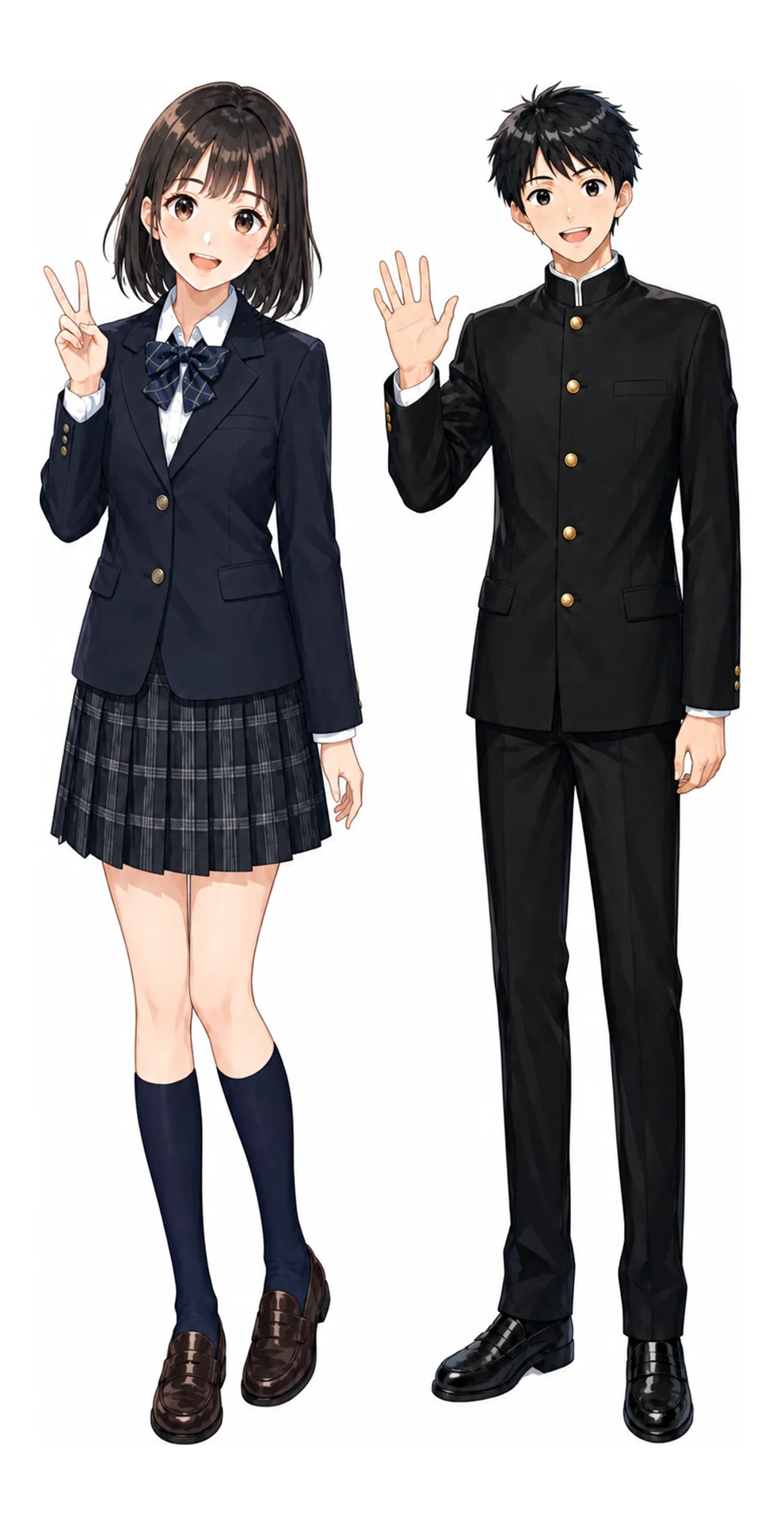 両国の制服（男子・女子）イラスト