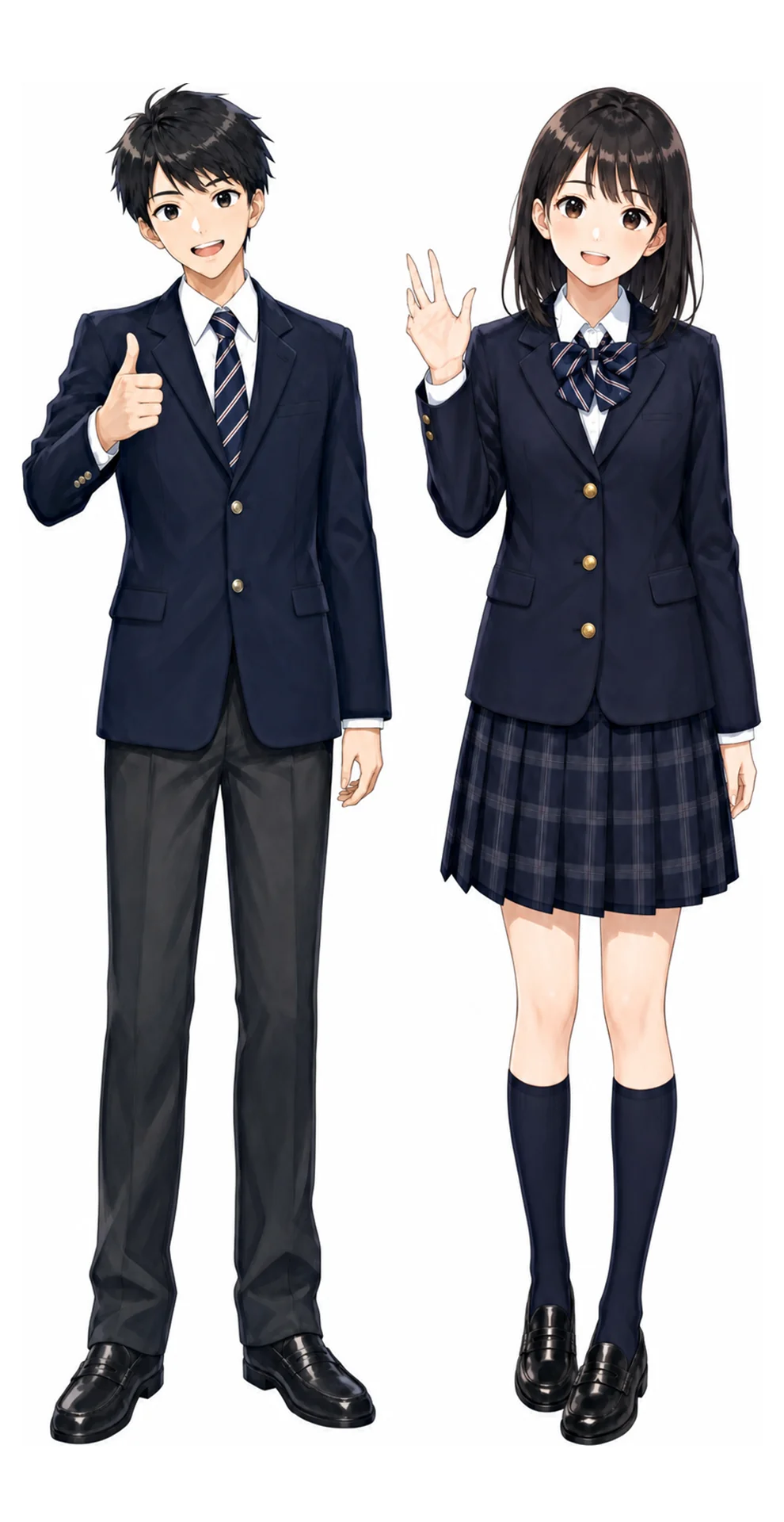 本所の制服(男子・女子)イラスト