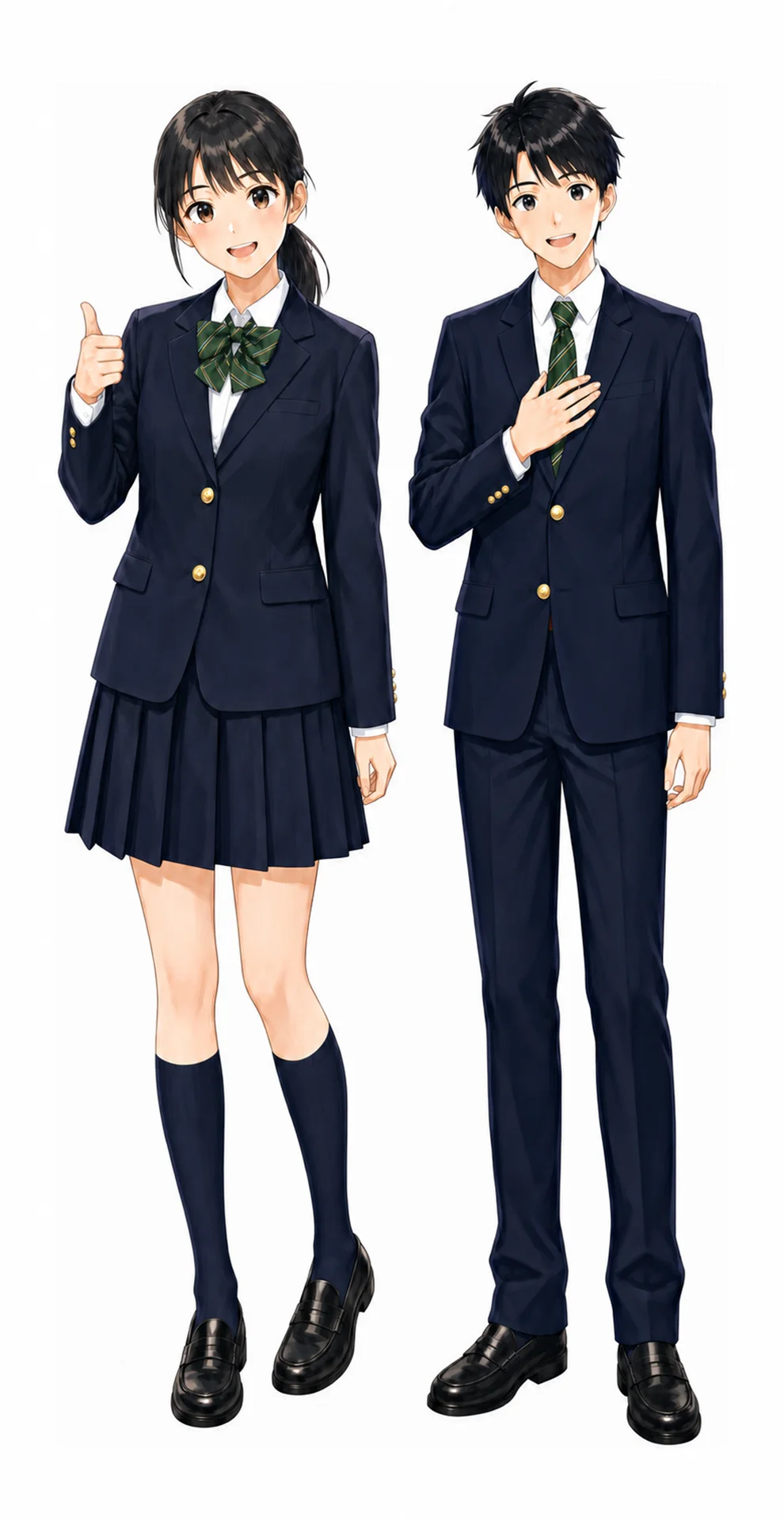 日本大学第一の制服(男子・女子)イラスト