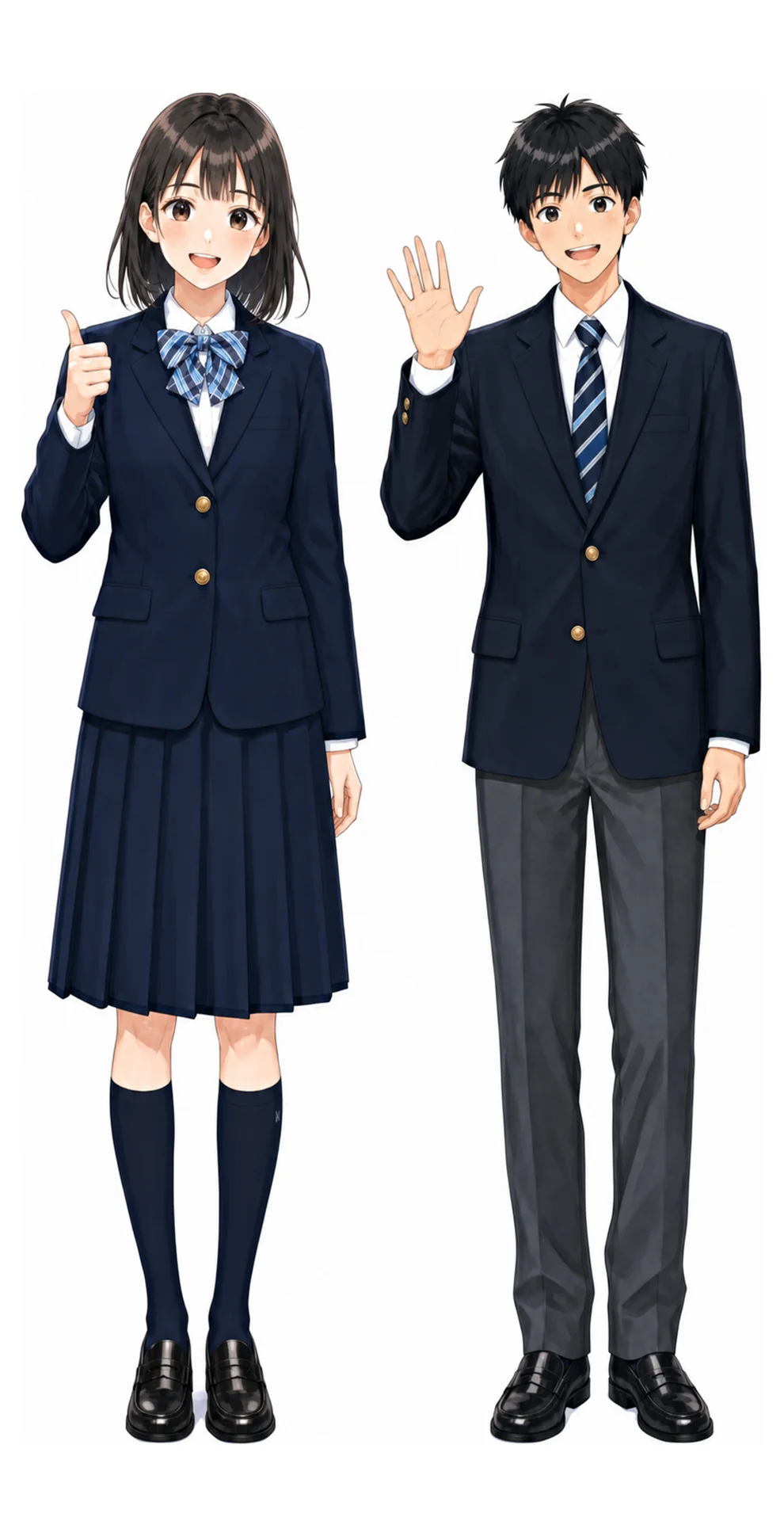 中央学院大学中央の制服(男子・女子)イラスト