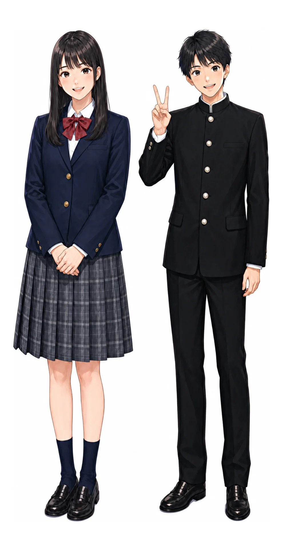 小山台の制服(男子・女子)イラスト